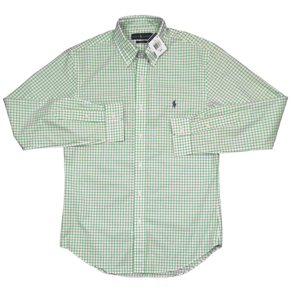NEW Polo Ralph Lauren Colorful Plaid Shirt! Med Green Plaid Lightweight Slim